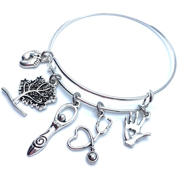 Midwife Bracelet Doula Bangle Charms - Picture 3 of 7